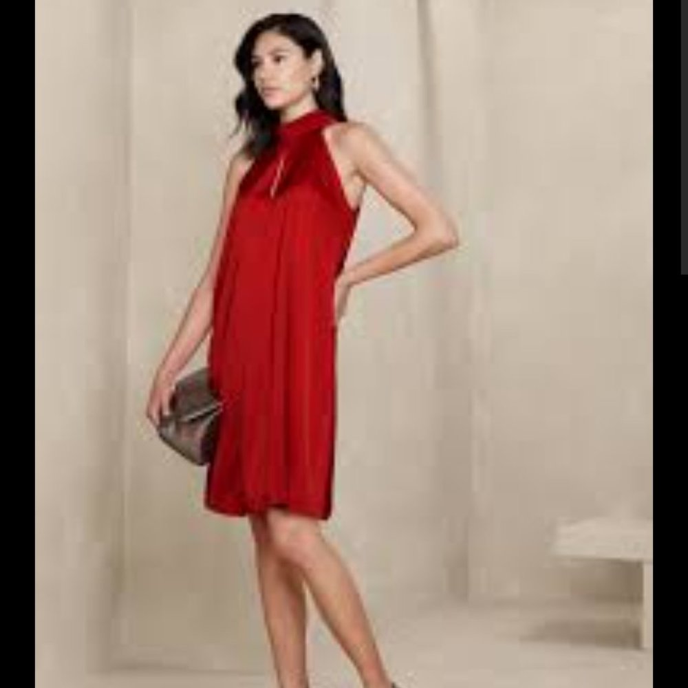 Banana Republic Keyhole halter satin dress